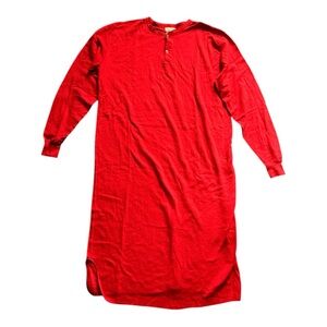 Vtg LL Bean Mens Sleep Night Shirt Red wool/  Cotton USA xl